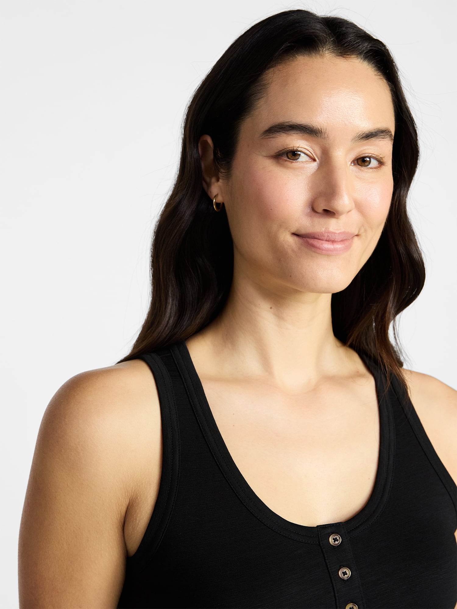 Time and Tru Women’s Slub Henley Tank Top, sizes XS-XXXL
