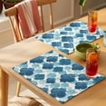 thumbnail image 4 of Blue Geometric Moroccan Placemats Set of 4 Abstract Art Blue Ombre Modern Place Mats Indoor Wipeable Table Mats Washable Cloth Dining Table Placemats for Kitchen Holiday Party Home Decor 13x19 Inch, 4 of 9