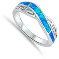 thumbnail image 4 of CHOOSE YOUR COLOR Infinity Knot Greek Key Blue Simulated Opal Ring .925 Sterling Silver Band CZ Female Size 6, 4 of 4