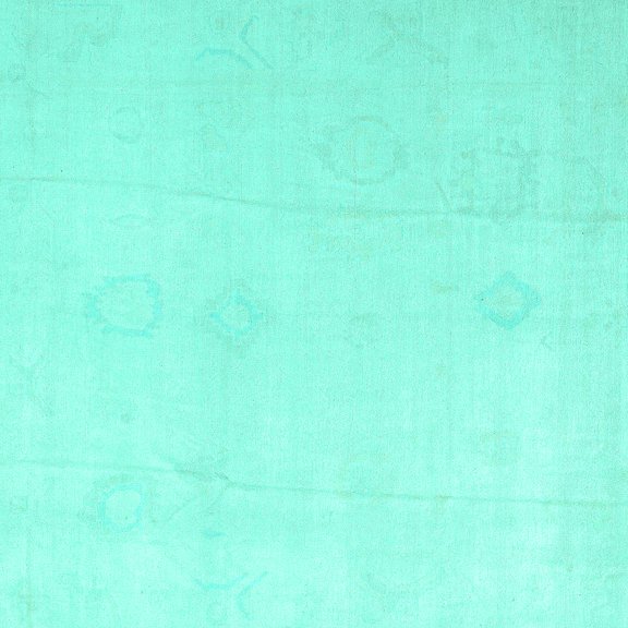 Ahgly Company Indoor Square Oriental Turquoise Blue Traditional Area Rugs, 5' Square