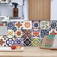 thumbnail image 4 of 24 Uds pegatinas de azulejo Retro estilo europeo Peel Stick pegatinas de pared para suelo impermeable Backsplash Diy Mural decoración de cocina y baño, 4 of 4