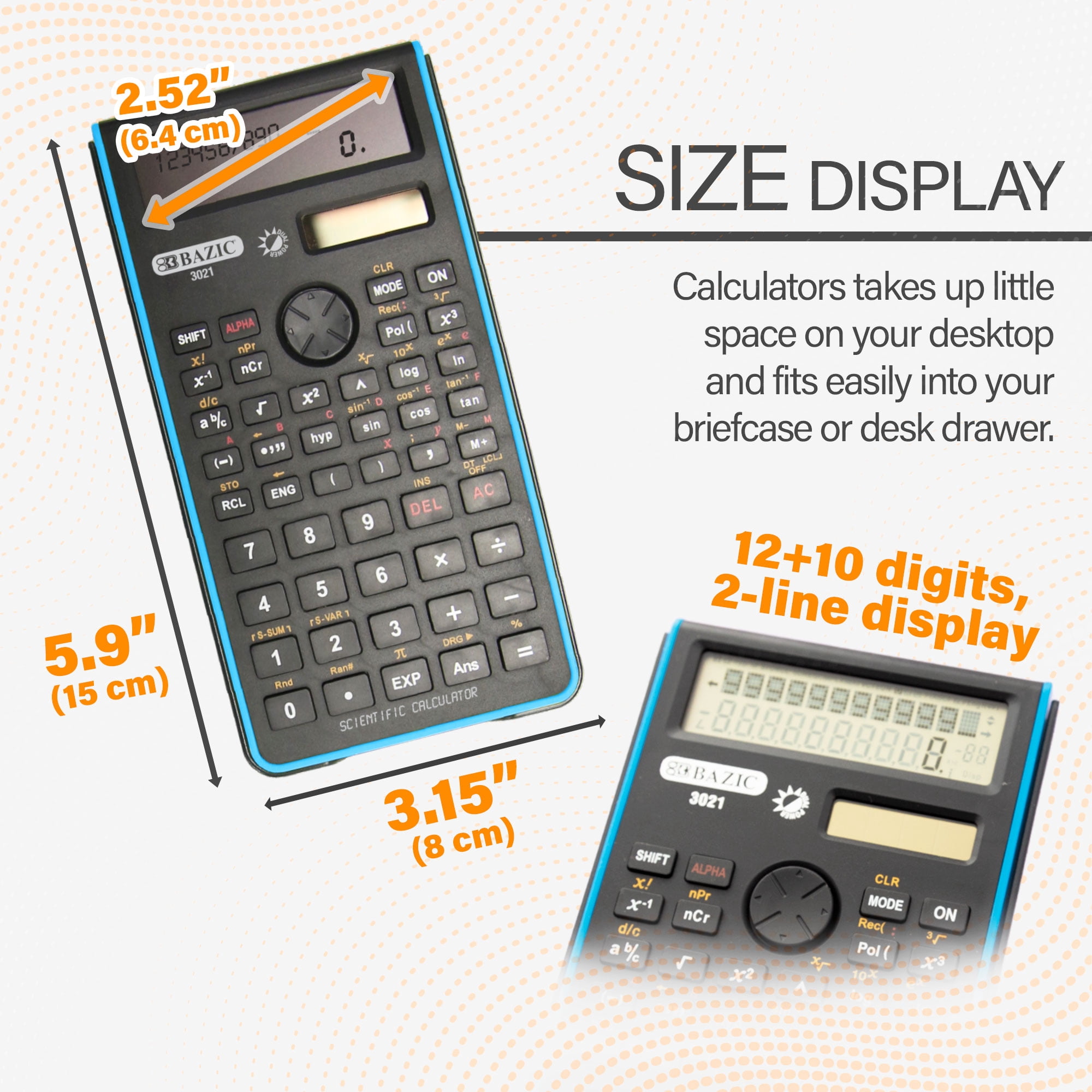 BAZIC Scientific Calculator 240 Function, Battery Solar, Slide-On Case, 12-Pack