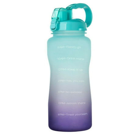 

3.8/2L Travel Motivational With Straw Extra Large Drinking Cup Water Bottle Time Marker Sport Bottle GREEN&PURPLE 3.8L