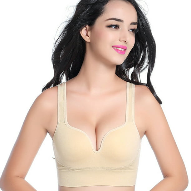 Women's Sporty Comfortable Bras for Women Full-Coverage for Large Bust Push  Up Tank Invisibles Wireless for Everyday Beige : : Clothing, Shoes  & Accessories