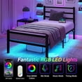 thumbnail image 2 of 4 Ever Twin Size Metal Bed Frame with USB Charging, LED Lights, Heavy Duty, No Box Spring Required, Black, 2 of 7