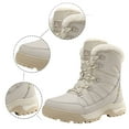 thumbnail image 5 of Gyexs Snow Boots for Women Waterproof Winter Shoes for Women 2025 Casual Fashion Thickening Warm Lace Up Booties Z02 Beige Size 8.5, 5 of 9