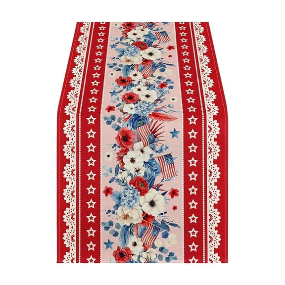 huayou Independence Day Tablecloth with Red White Blue Color Decoration, 250th Year Memorial Day Elegant Table Cover, for Party Camping Picnic Kitchen Table Indoor Outdoor Home Decor