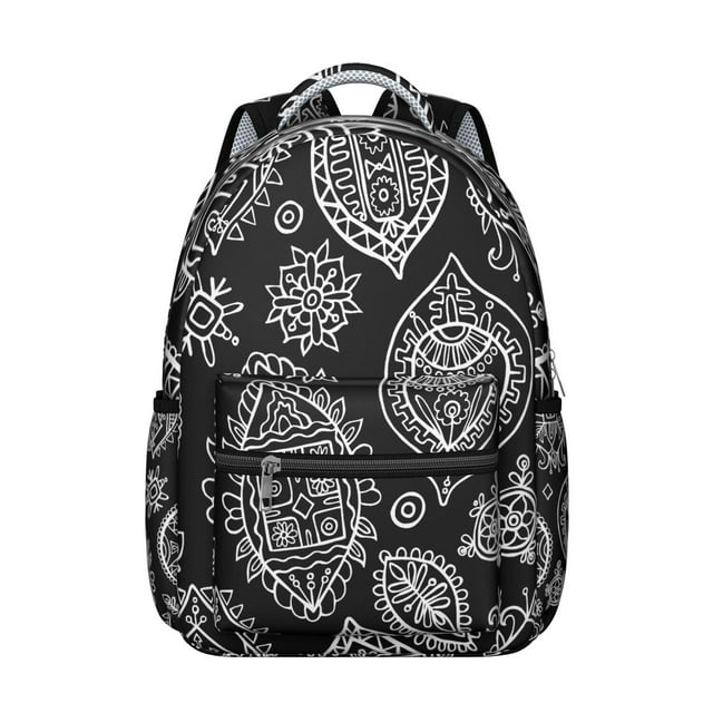 Paisley Boho Design School Backpack for Students Lightweight and Adjustable Strap Vintage Floral Pattern Backpack for School and Outdoor Activities