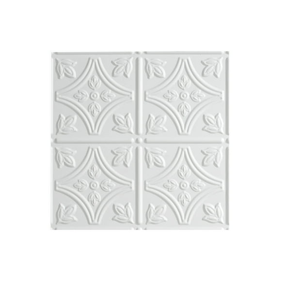 Fasade Easy Installation Traditional 1 Gloss White Glue Up Ceiling Tile/ Ceiling Panel (12" X 12" Sample)
