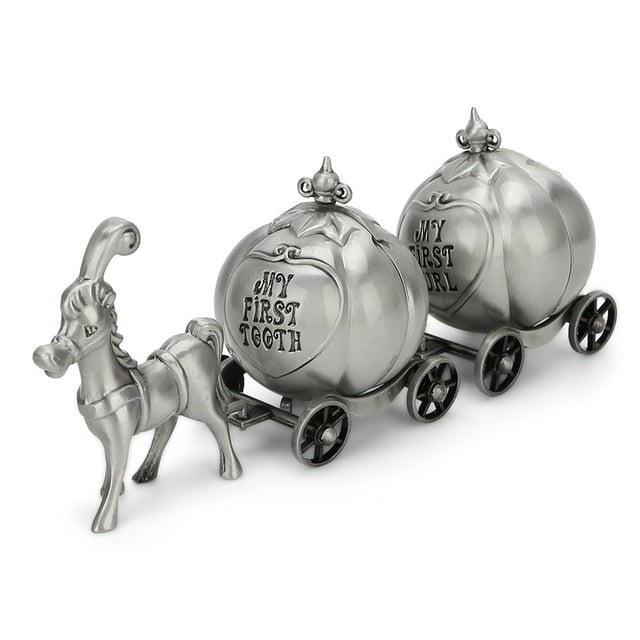 Carriage Tooth Fairy Box, Tooth Collection Box Vintage Pumpkin Carriage Shape Exquisite Jewelry Box Craft Gift Ornament for Decorating Collection,Gray