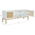 thumbnail image 2 of SAFAVIEH Zadie 1 Shelf Rattan Media Stand, White With Natural Rattan/Gold Legs (54 in. W x 15 in. D x 22 in. H), 2 of 7