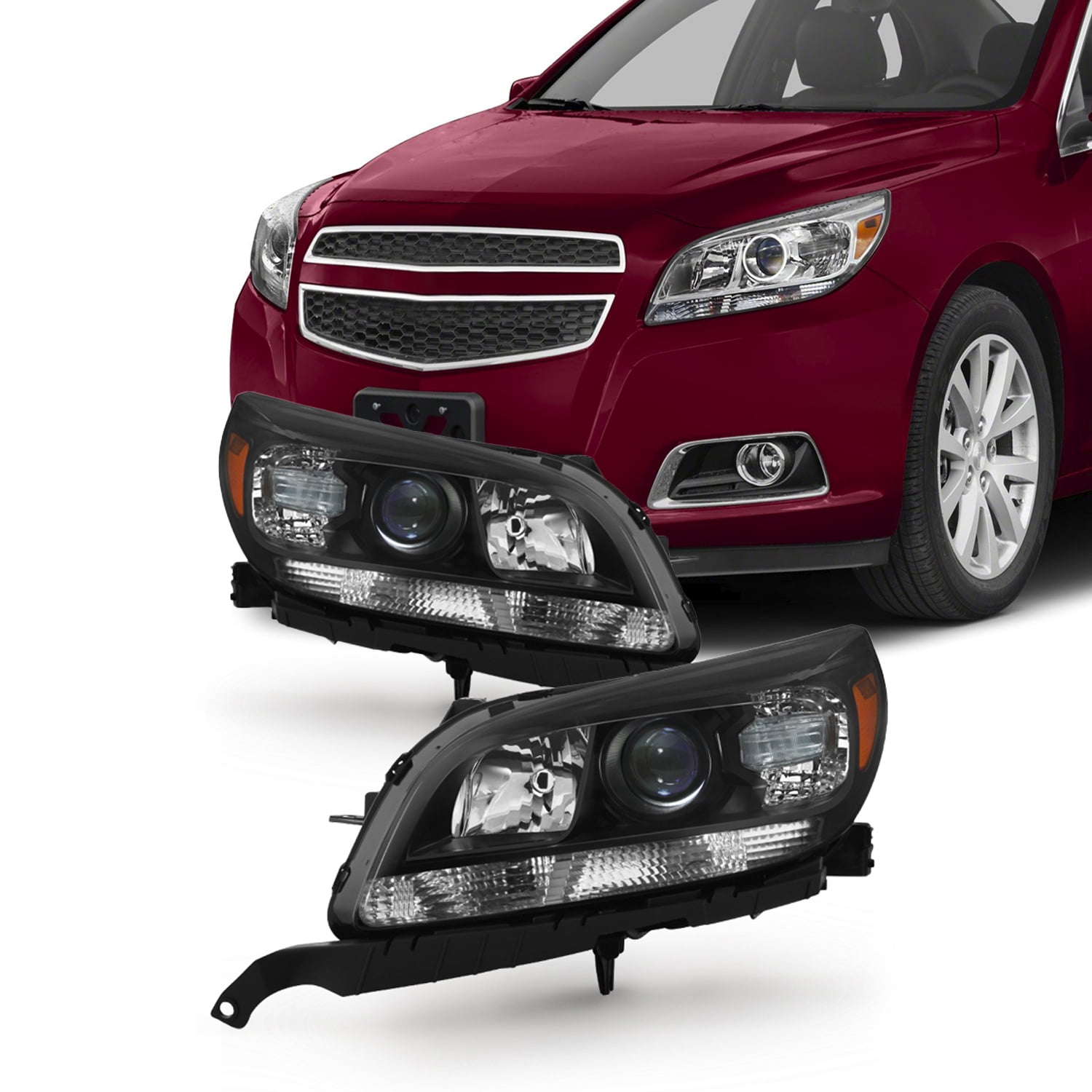 Headlight Assembly for 2013 2014 2015 Chevy Malibu Projector Headlamp Left+Right