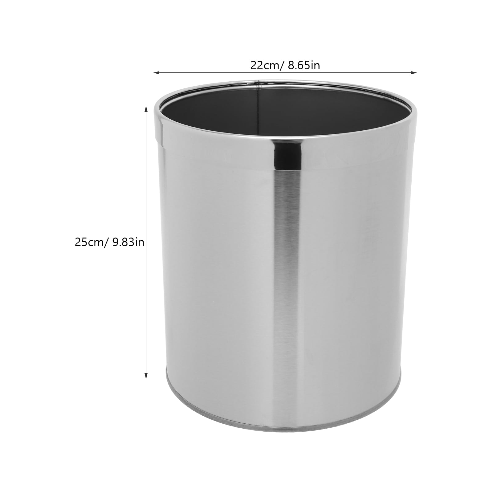 HOOWIFFY Stainless Steel Small Waste Basket, Compact Stylish Trash Can for Bathroom, Kitchen, Car, Office Use