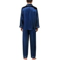 thumbnail image 4 of Mens Silk Satin Pajamas Long Sleeve Loungewear Two-piece Sleepwear Button-Down Pj Set, 4 of 6