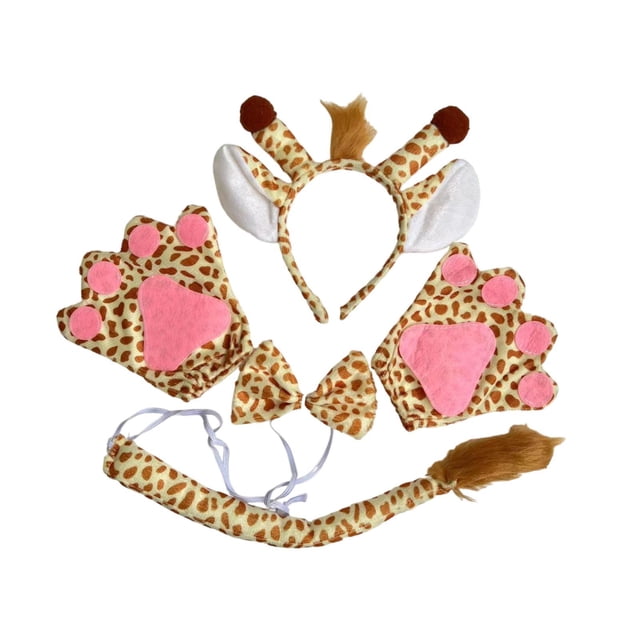 Diadema con orejas de jirafa Yinane para disfraz de adulto con guantes