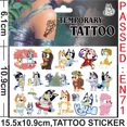 thumbnail image 1 of Pegatina de tatuaje de dibujos animados Bluey DIY, paquete de pegatinas de recompensa para niños, pegatinas de piel para computadora portátil, juguetes para niños, regalos para niñas, 1 of 3