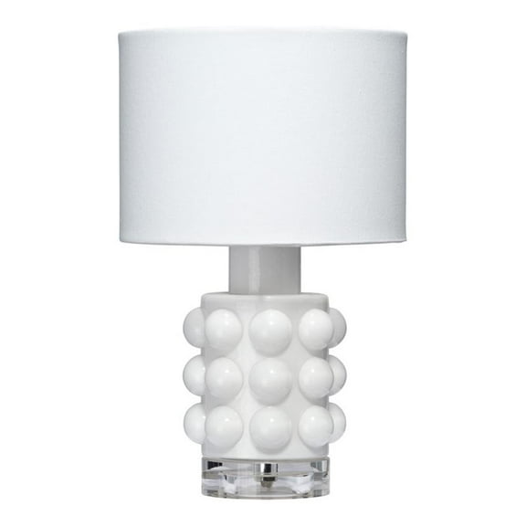 J&D Designs Seltzer Modern Blown Glass & Acrylic Table Lamp in White/Off White