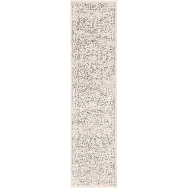 Unique Loom Isabella High-Low Pile Border Rug 2' x 8' Runner Ivory/Black