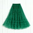 thumbnail image 3 of Felirenzacia Women’s Layered Ruffles Tulle Skirt Pleated High Waist Fluffy Maxi Skirt Fairy Cake Dress Long Tutu Party Skirt, Army Green,L, 3 of 5