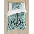 thumbnail image 1 of Naivy Decor Twin Size Duvet Cover Set, Vintage Label with Anchor Lettering Quotes and Floral like Sailor Design Art Print, Decorative 2 Piece Bedding Set with 1 Pillow Sham, Blue, by Ambesonne, 1 of 3