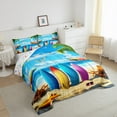 thumbnail image 3 of Manfei Sea Surfing 3pcs King Size Comforter Sets,Ocean Beach Bedding Comforter Set,Summer Holiday Bedding Set,Lightweight Tropical Room Decoration,Reversible, 3 of 8