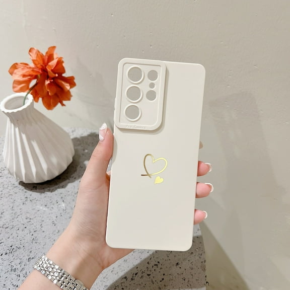 Haobuy Compatible with Samsung Galaxy S23 Ultra Case Cute Soft TPU Full Protective Elegant Women Girls Case-White