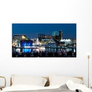 Baltimore Maryland Cityscape Night Wall Mural by Wallmonkeys Peel and Stick Graphic (48 in W x 25 in H) WM324541