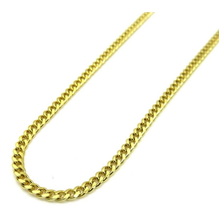 10K Yellow Gold Men Women's 2 MM Hollow Cuban Chain spring Clasp, 18 to 24