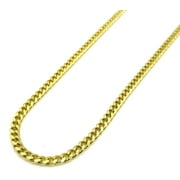 10K Yellow Gold Men Women's 2 MM Hollow Cuban Chain spring Clasp, 18 to 24 Inches