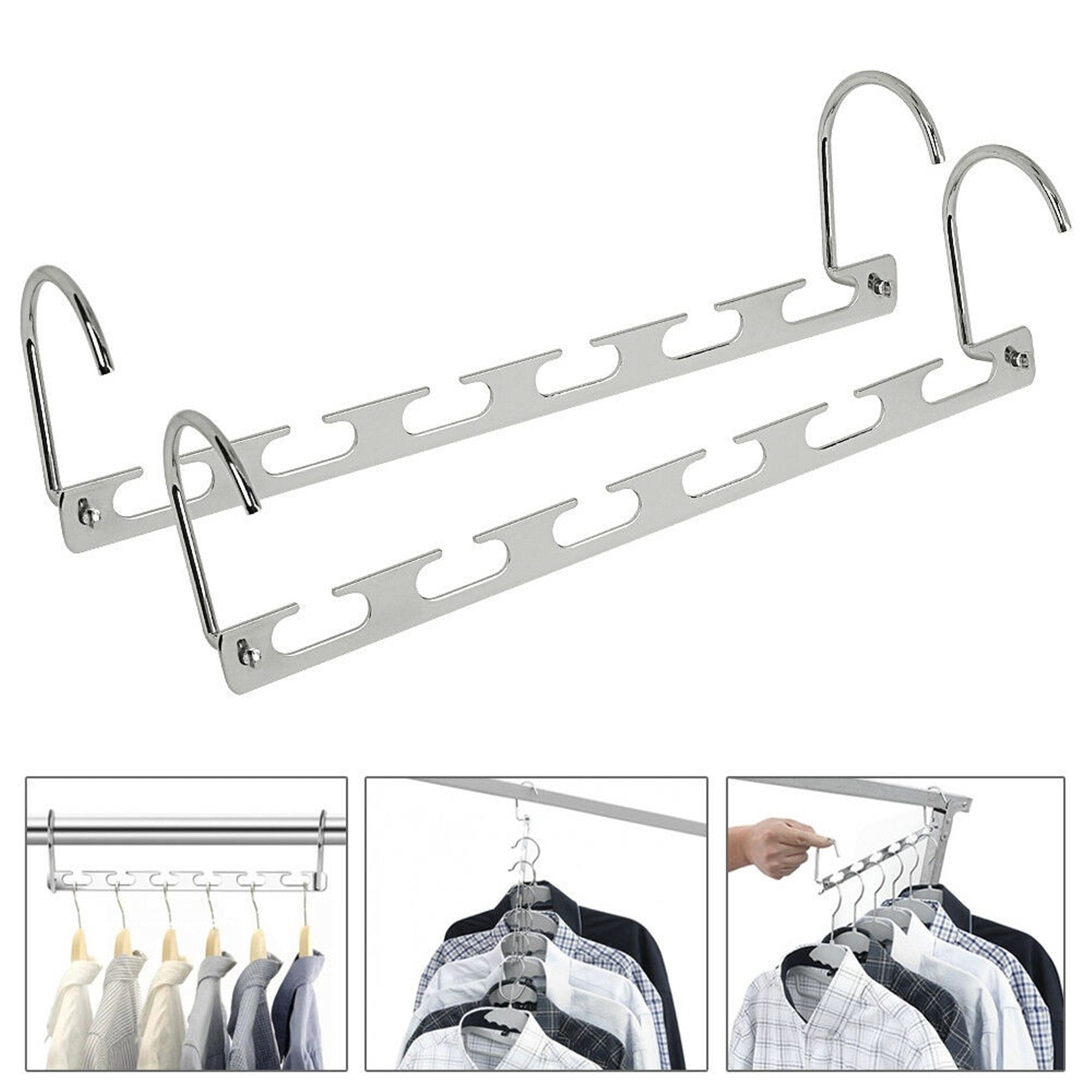 10Pc Cascading Metal Closet Hangers Space Saving Organizer Vertical and Horizontal
