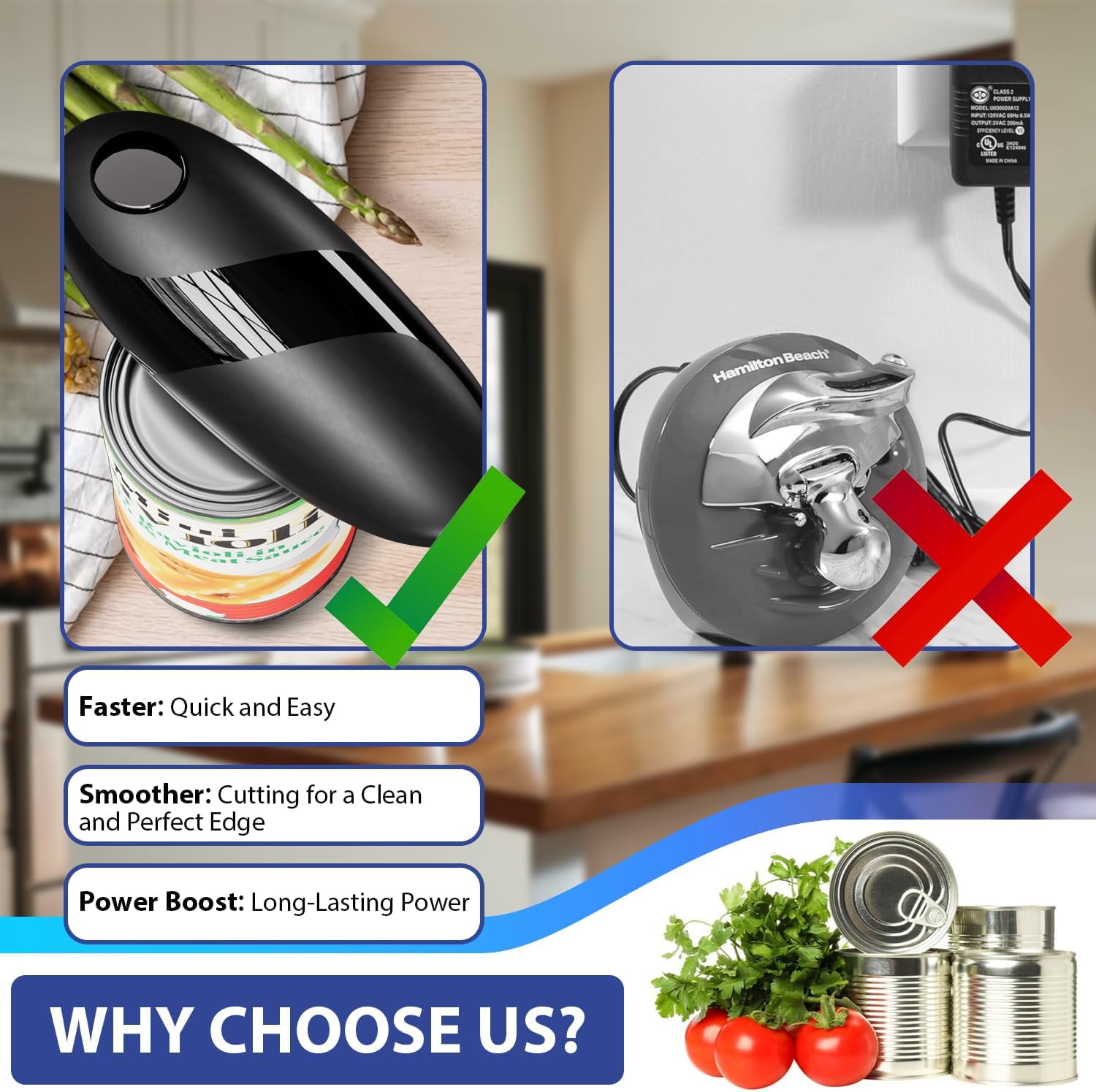 Behome Electric Can Opener, One Touch Automatic Kitchen Can Opener for Seniors with Arthritis, Hands Free & Smooth Edge, Battery Operated, for Any Size Can, Black