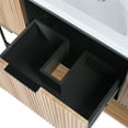 thumbnail image 5 of 48" Bathroom Vanity with Resin Basin,  Freestanding Storage Cabinet with 2 Soft-Close Doors & 1 Storage Drawer & 1-Tier Open Shelf , Modern Design Bathroom Vanity for Bathroom, Maple, 5 of 9