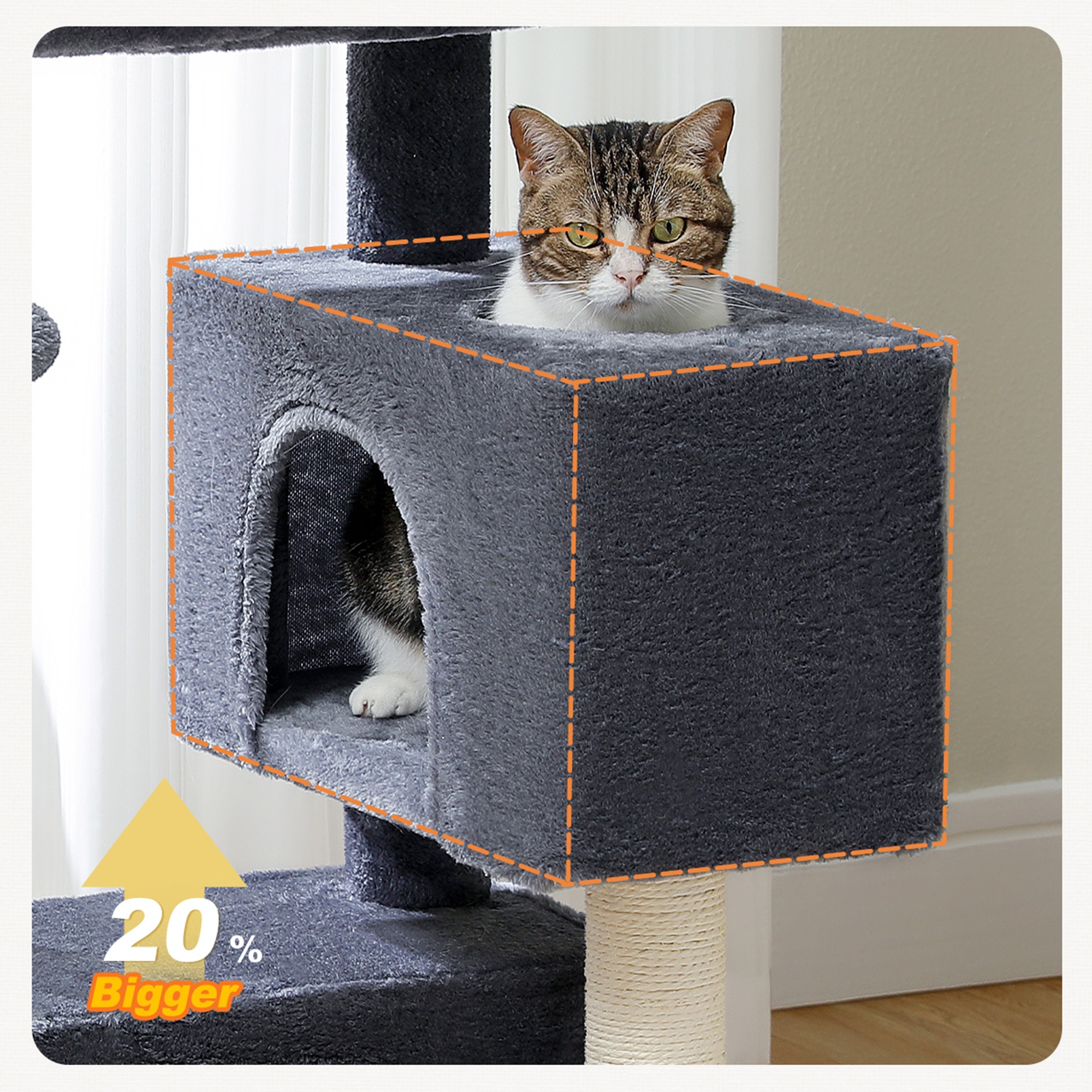 resenkos 31.5" Cat Tree Tower for Adult Cats, Stable Cute Sisal Cat Climb Holder Cat Condo for Indoor Cats Lamb, Dark Gray