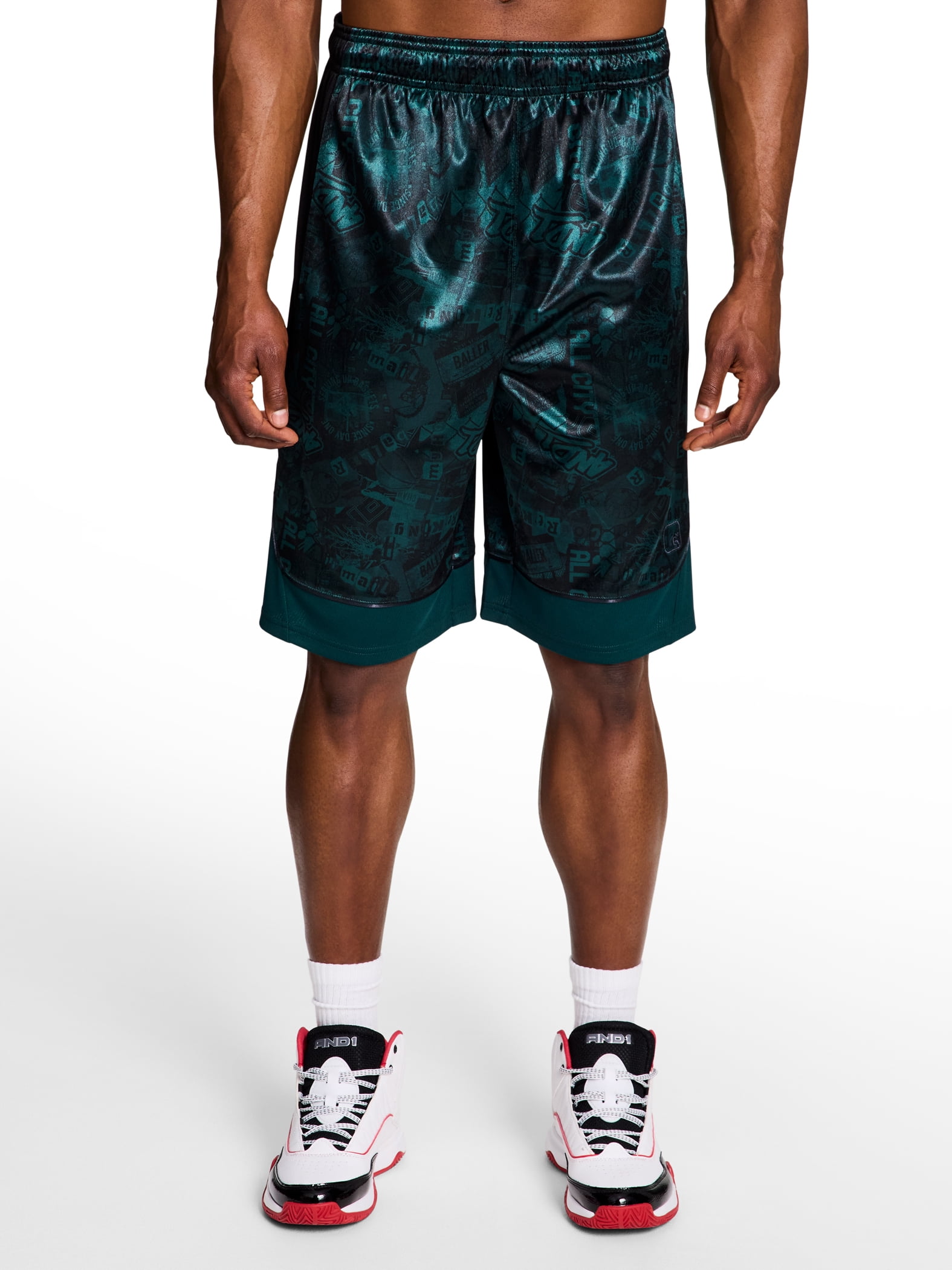 AND1 Men's & Big Men's All Court Printed Pattern Short, 11" Inseam, Sizes XS-5XL