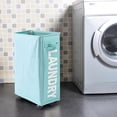 thumbnail image 3 of Rolling Slim Laundry Basket with Universal Wheels Corner Foldable Oxford Cloth Laundry Hamper Mesh Drawstring Dirty Clothes Organizer with 4 Support Rods, 3 of 7