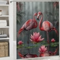 thumbnail image 6 of Orinice Flamingo Shower Curtain Tropical Animal Lotus Elegant Pink Bird Wildlife Pink and Gray Fabric Bathroom Curtain Set with Hooks 60x72, 6 of 7