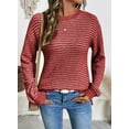thumbnail image 6 of DOKOTOO Ladies Sweaters Long Sleeve Striped Knit Womens Sweaters Loose Crewneck Side Split Pullover Sweater Tops S-2XL, 6 of 11