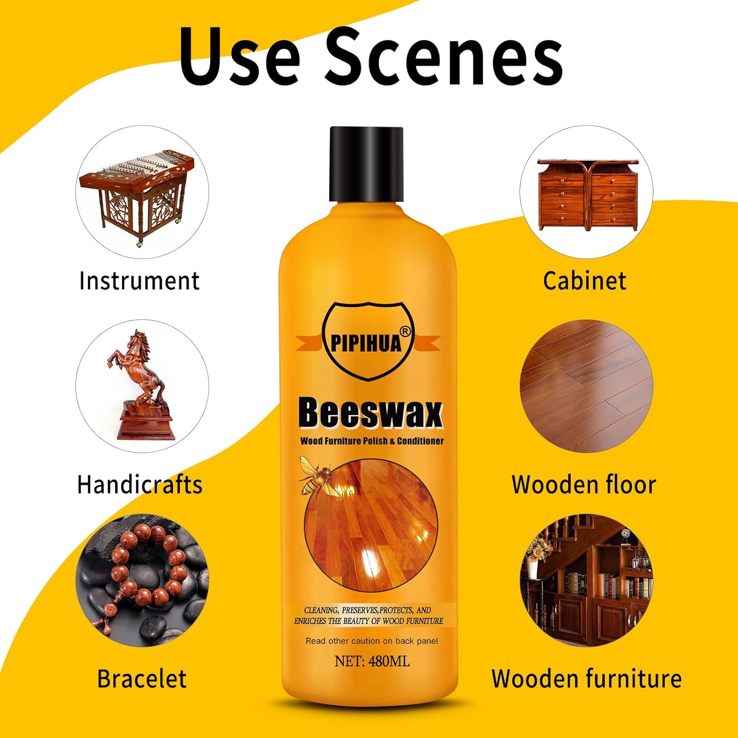 Beeswax Polish and Conditioner for Wood Furniture - Waterproof & Restorer Wood Wax, Multipurpose Beeswax Furniture Polish and Cleaner for All Types and Colours, 16.23 Fl Oz