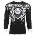 thumbnail image 5 of XTREME COUTURE Mens Long Sleeve VERTEBRAE Crewneck THERMAL T-Shirt (Black), 5 of 7