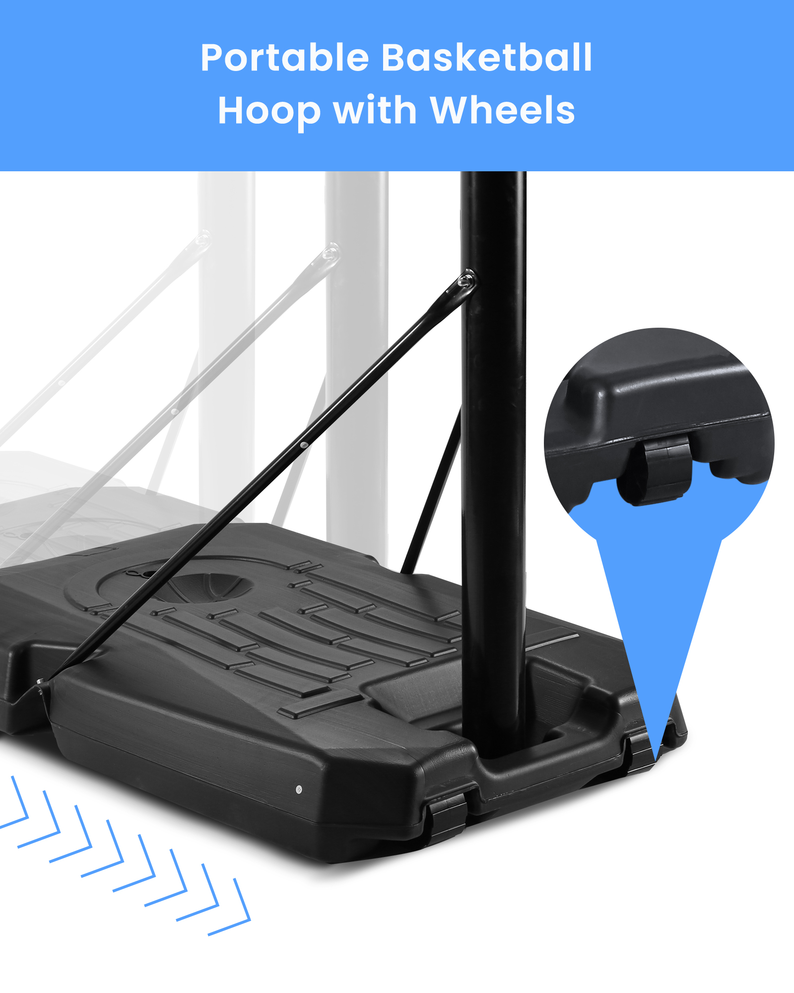 Portable Basketball Hoop Goal Basketball Hoop System Height Adjustable 7 ft. 6 in. - 10 ft. with 44 inch Indoor Outdoor PVC Backboard Material - image 5 of 11