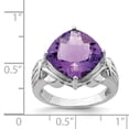 thumbnail image 3 of Sterling Silver Rhodium-plated Checker-Cut Amethyst Ring, 3 of 5