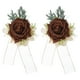 thumbnail image 1 of Uxcell 2 Pcs Corsages de muñeca de flores marrones, pulseras de flores artificiales para boda, ceremonia de novio y novia, aniversario, baile de graduación, fiesta, 1 of 6
