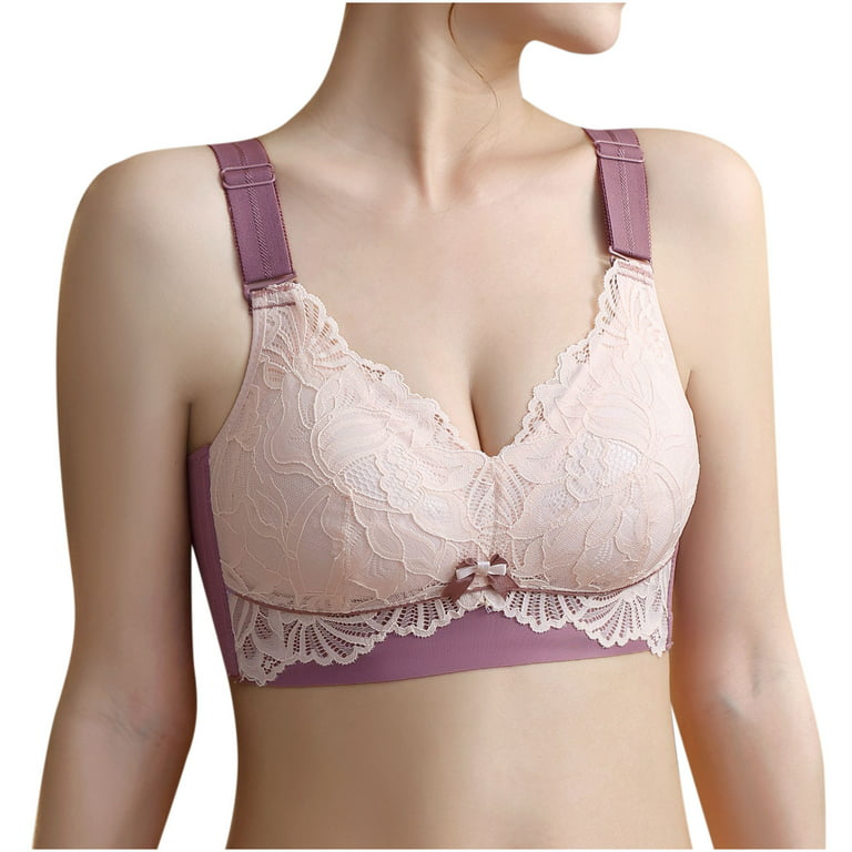 Bigersell Comfortable Bra Ladies Comfortable Breathable No Underwire Lace  Push-Up Adjustment Lift Bra Woman Underwear Big & Tall Size Females Bra and  Panty Sets, Style 3991, Purple 38E 