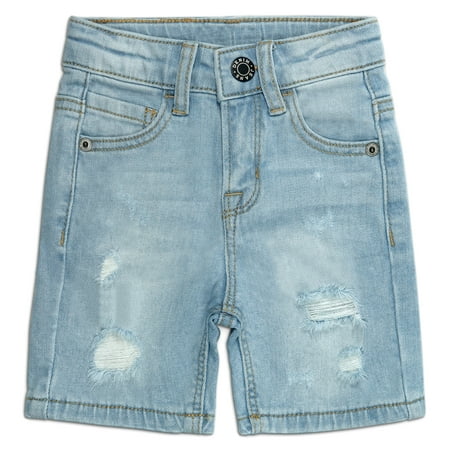

KIDSCOOL SPACE Boys Summer Denim Shorts Ripped Soft Elastic Band Inside Half Jean Pants 12-18 Months