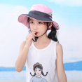 thumbnail image 4 of Kids Girls Ponytail Summer Sun Hat Wide Brim UV Protection Bucket Cap, 4 of 7