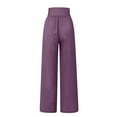thumbnail image 4 of Clothing Women's Casual Pants,Linen Pants Women Comfy Baggy Wide Leg Pants Summer Flowy High Waisted Palazzo Beach Pants Trousers With Pockets, 4 of 6