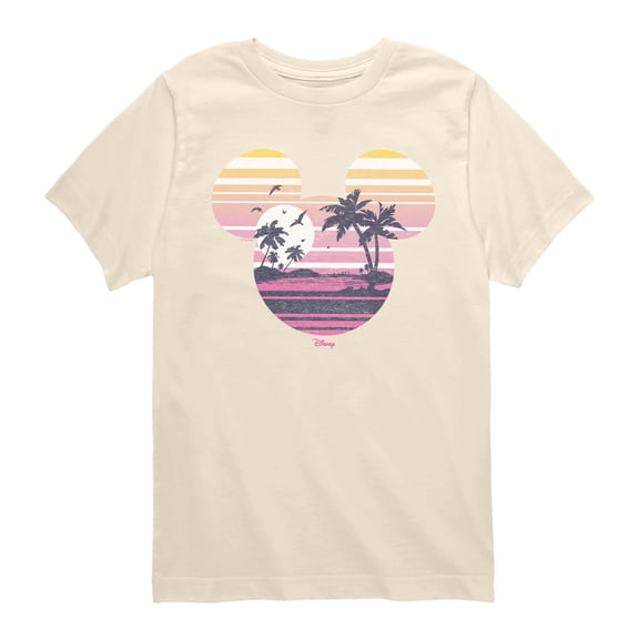 Disney - Beach Mickey Head - Youth Boys Short Sleeve Graphic T-Shirt