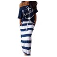 thumbnail image 1 of Conjunto de camiseta y falda de manga corta con estampado de ancla de barco de ocio estilo marino, 1 of 6