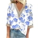 thumbnail image 2 of ICHUANYI Liquidación Moda Mujer Verano V-Cuello Manga 3/4 Encaje Estampado Casual Camiseta Blusa ICHUANYI WER202308253239, 2 of 5