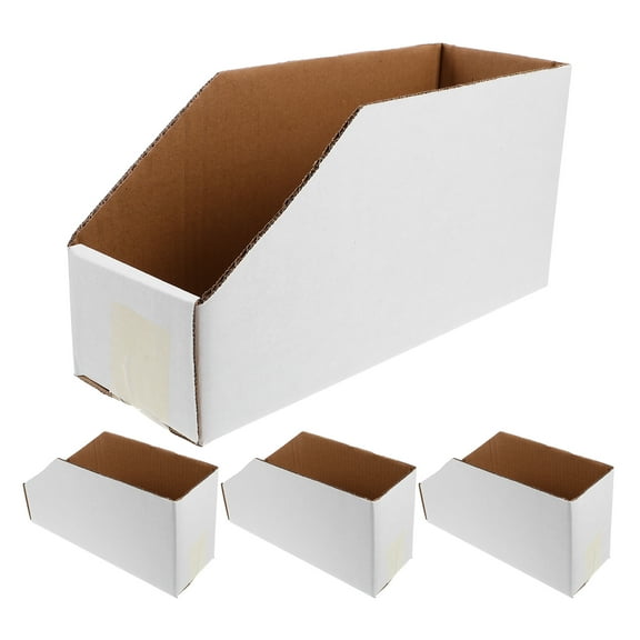 FRCOLOR 4pcs Multi-Layer Cardboard Storage Rack With Slanted Open Top Heavy-Duty Organizer Bins For Warehouse Office Home Inventory Management